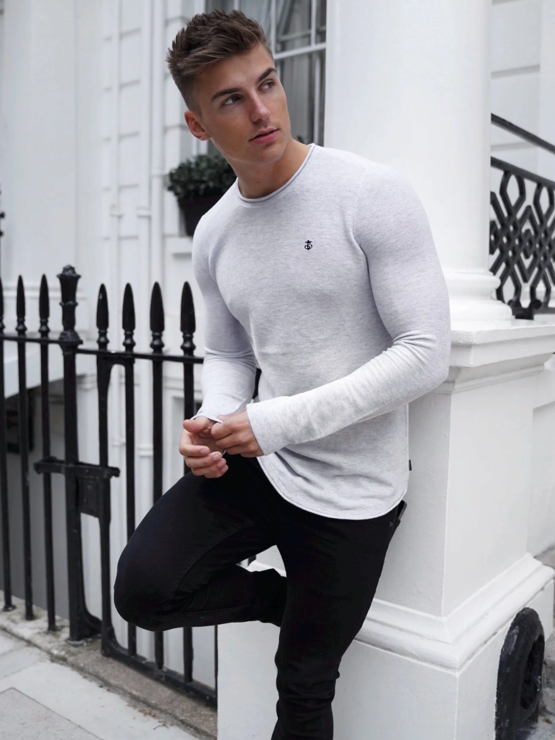 Mason Knit Jumper - Marl White