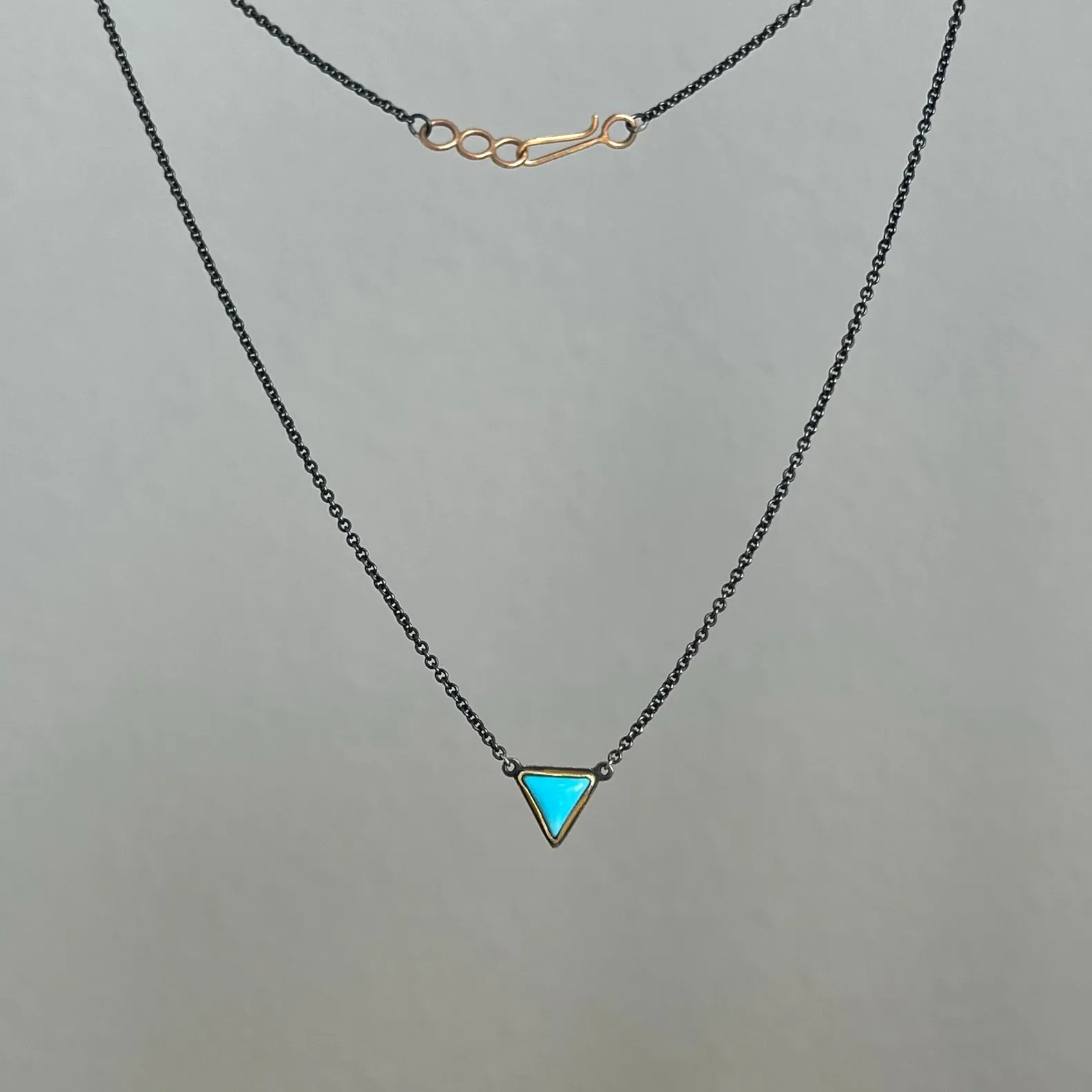 Medium Triangular Turquoise Necklace in Gold and Silver