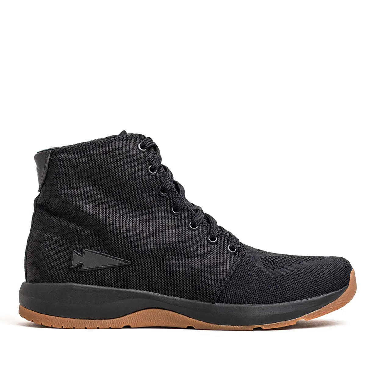 Men's Ballistic Trainers - Mid Top - Black   Gum w/ Black Reflective Spearhead