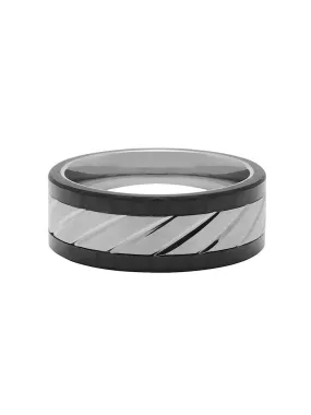 Men's Titanium and Carbon Cable Ring