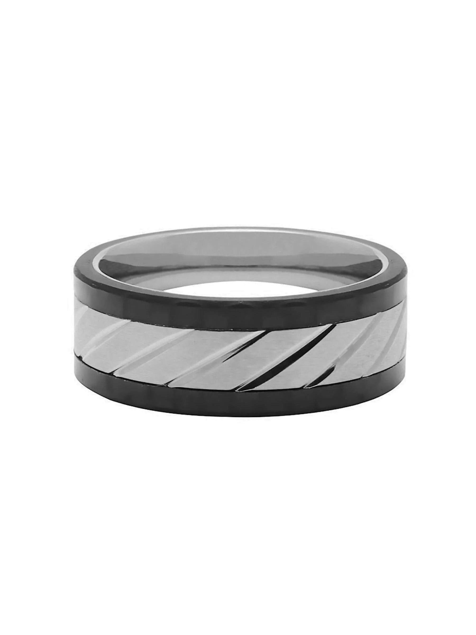 Men's Titanium and Carbon Cable Ring