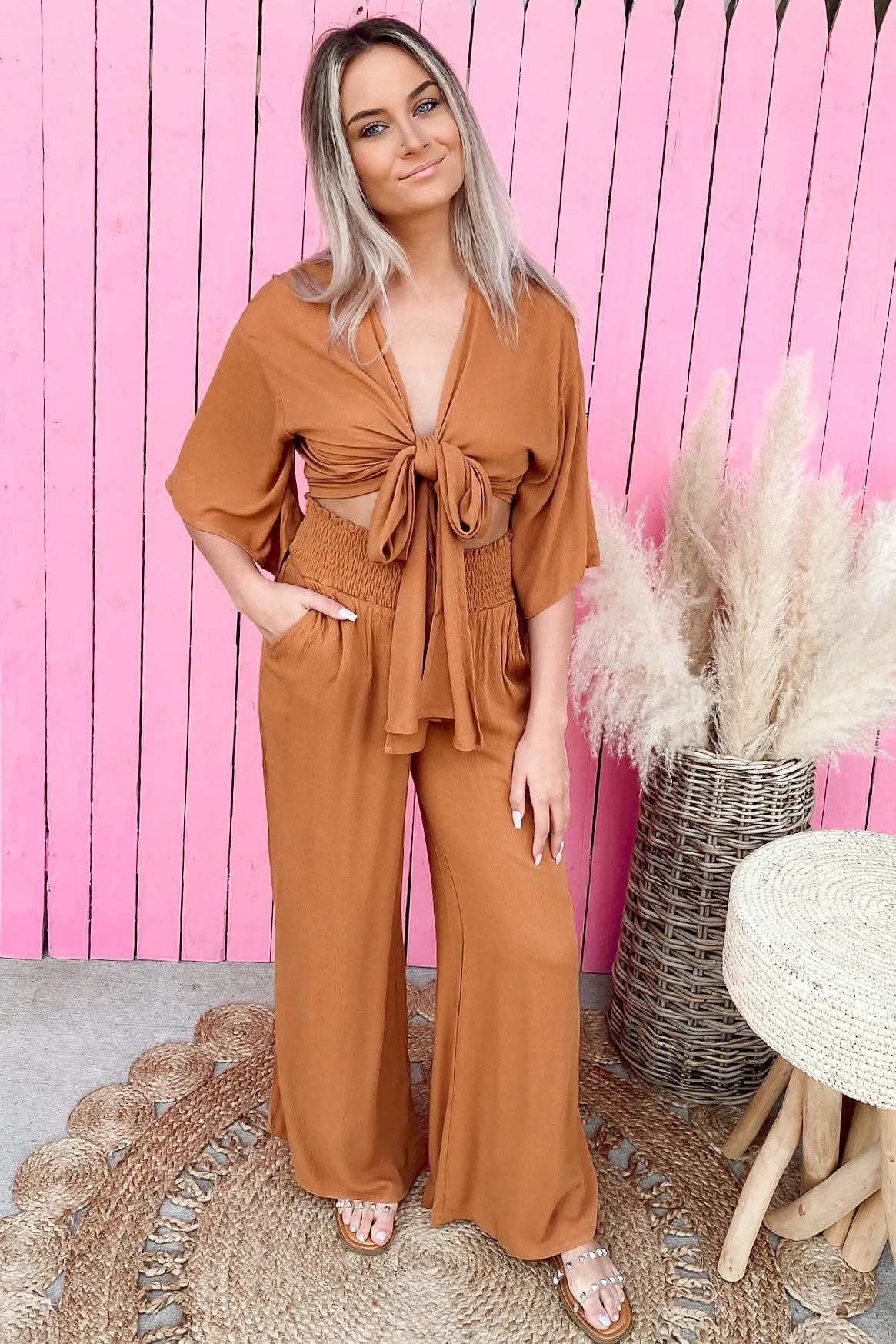 Mumu Toffee Tied Front Top