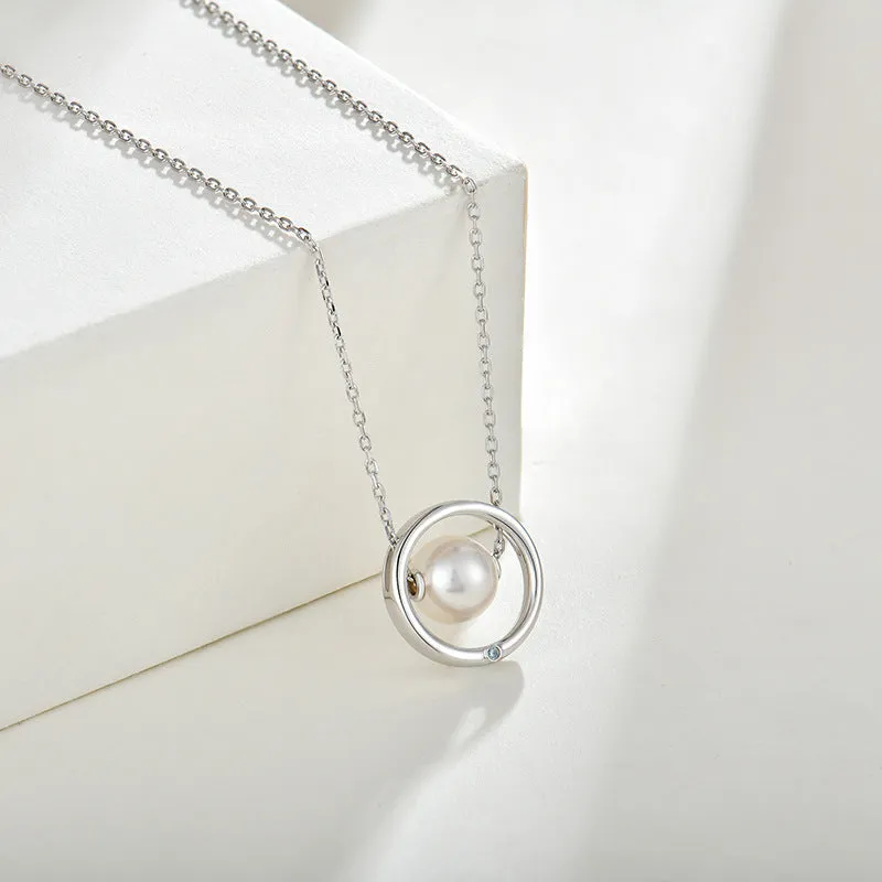 Möbius Ring 925 Silver 10mm Pearl Necklace