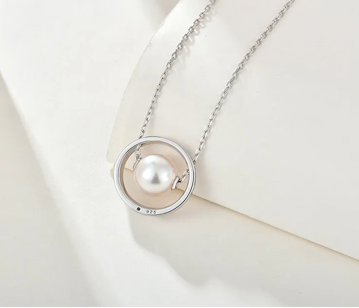 Möbius Ring 925 Silver 10mm Pearl Necklace