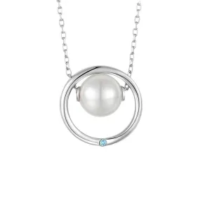 Möbius Ring 925 Silver 10mm Pearl Necklace