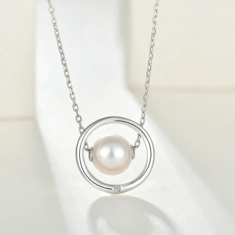 Möbius Ring 925 Silver 10mm Pearl Necklace