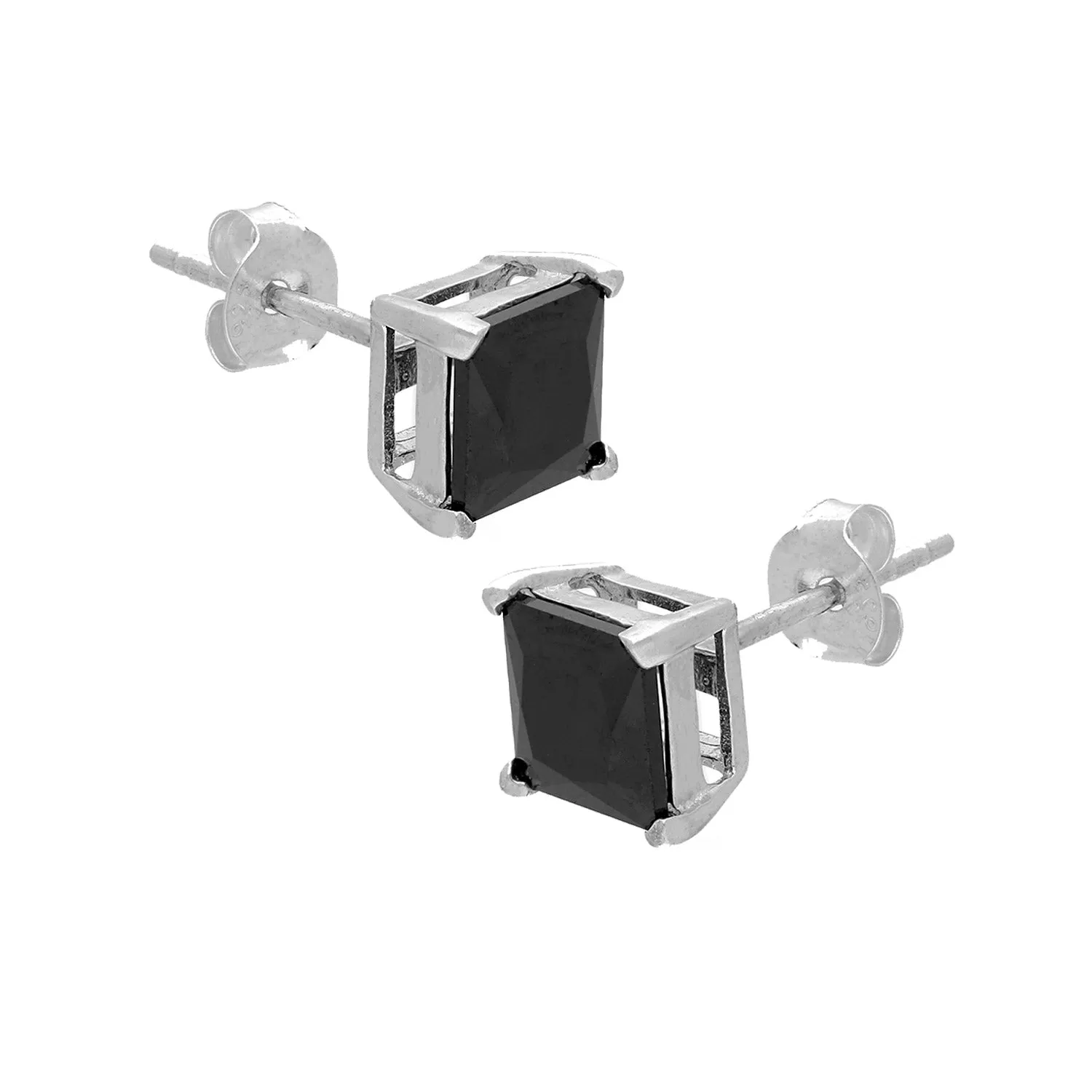 NEW: Black Zirconia Square Stud Earrings, 6mm