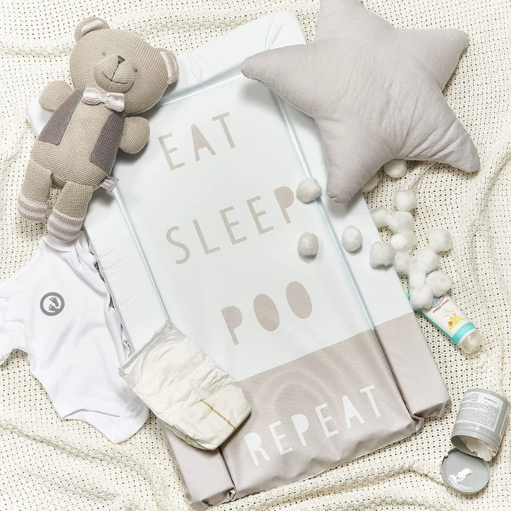 Obaby Changing Mat - Eat Sleep Repeat, Grey