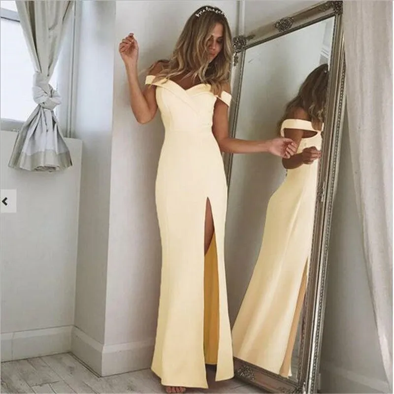 Off Shoulder Sexy Slash Neck long Dress