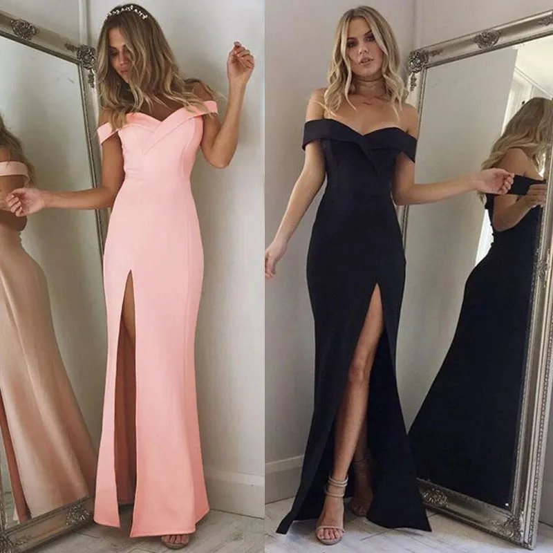 Off Shoulder Sexy Slash Neck long Dress