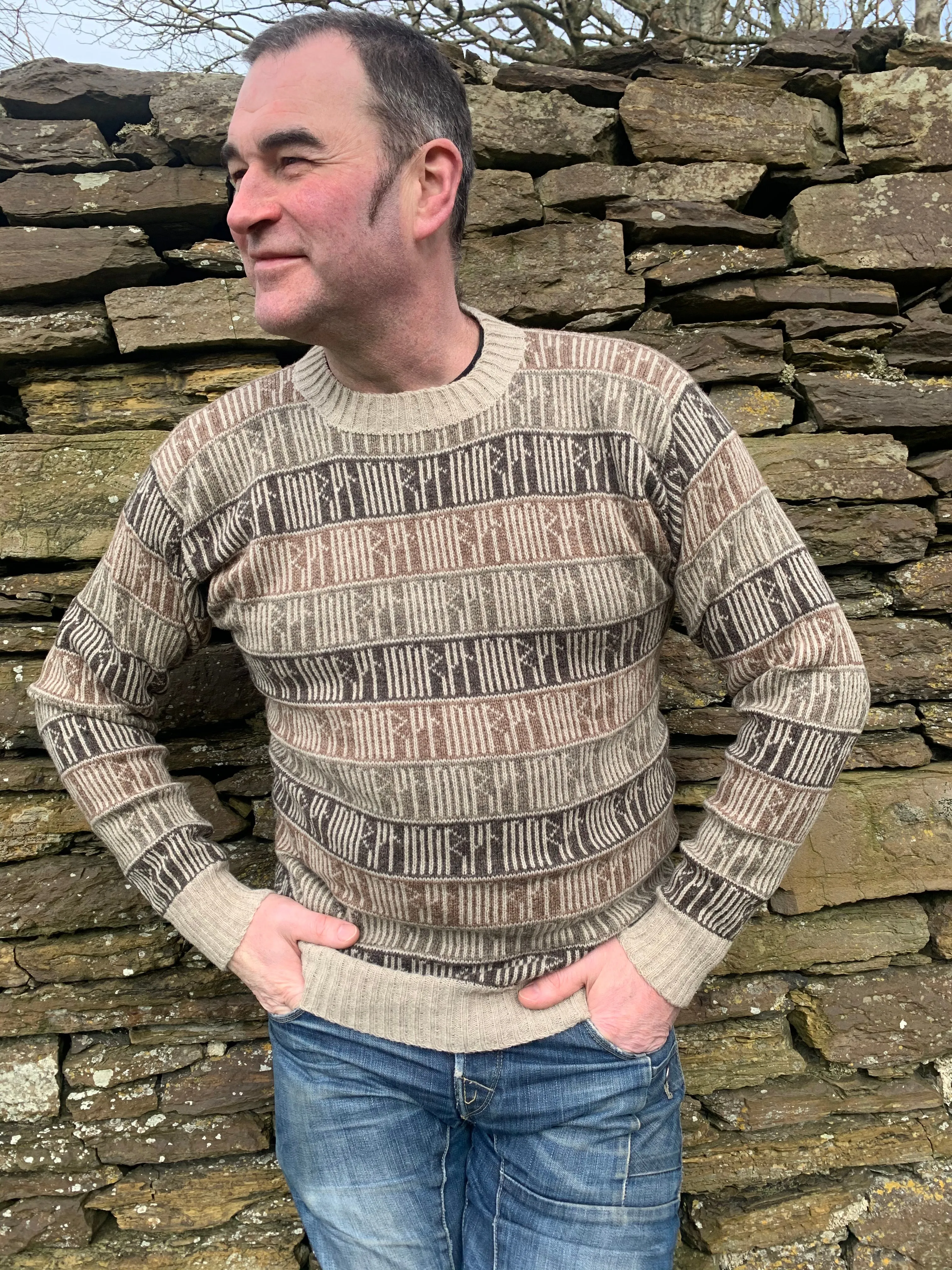 Orkney Runic Crewneck Sweater in Shorelines