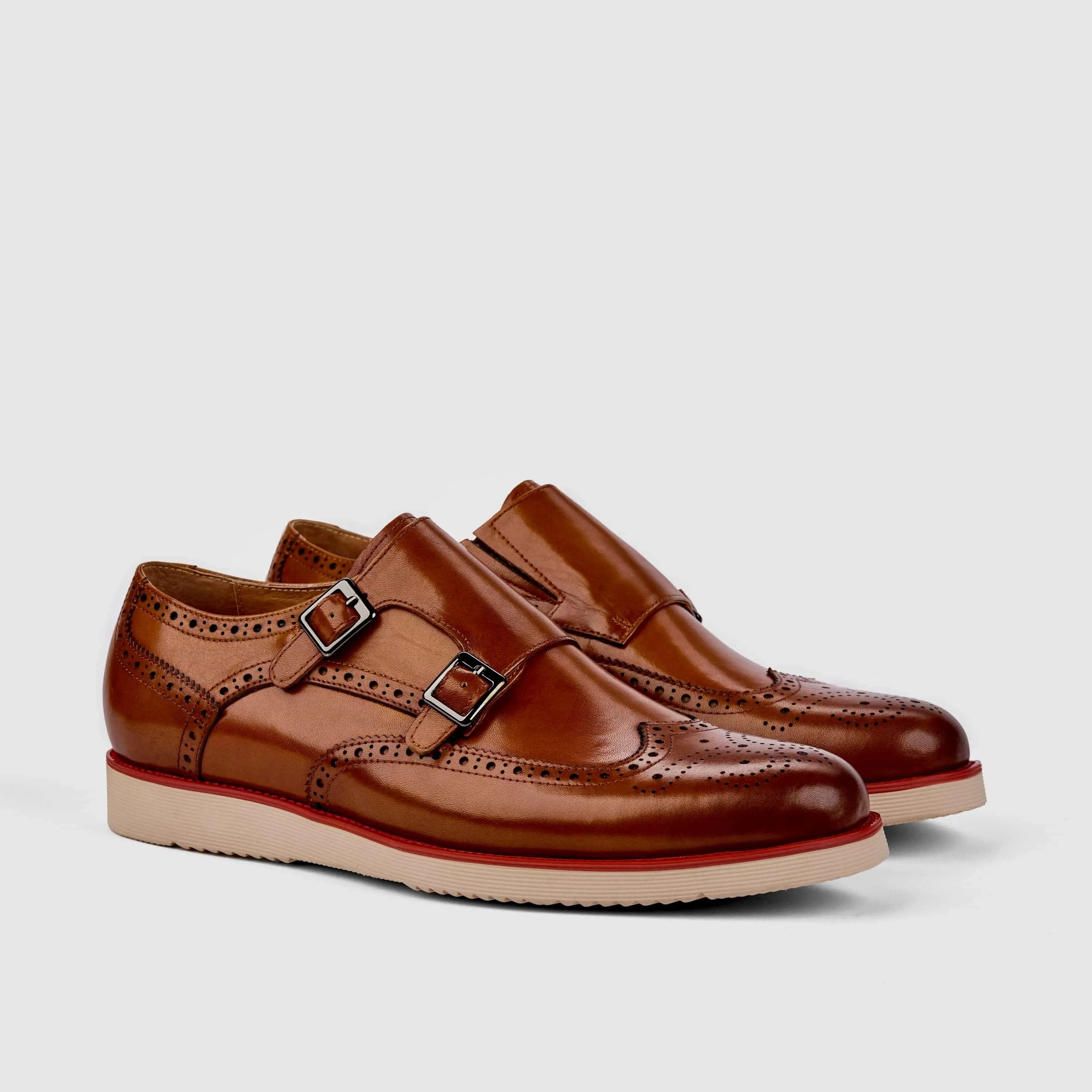 Palmer Cognac Leather Monk Strap Sneakers