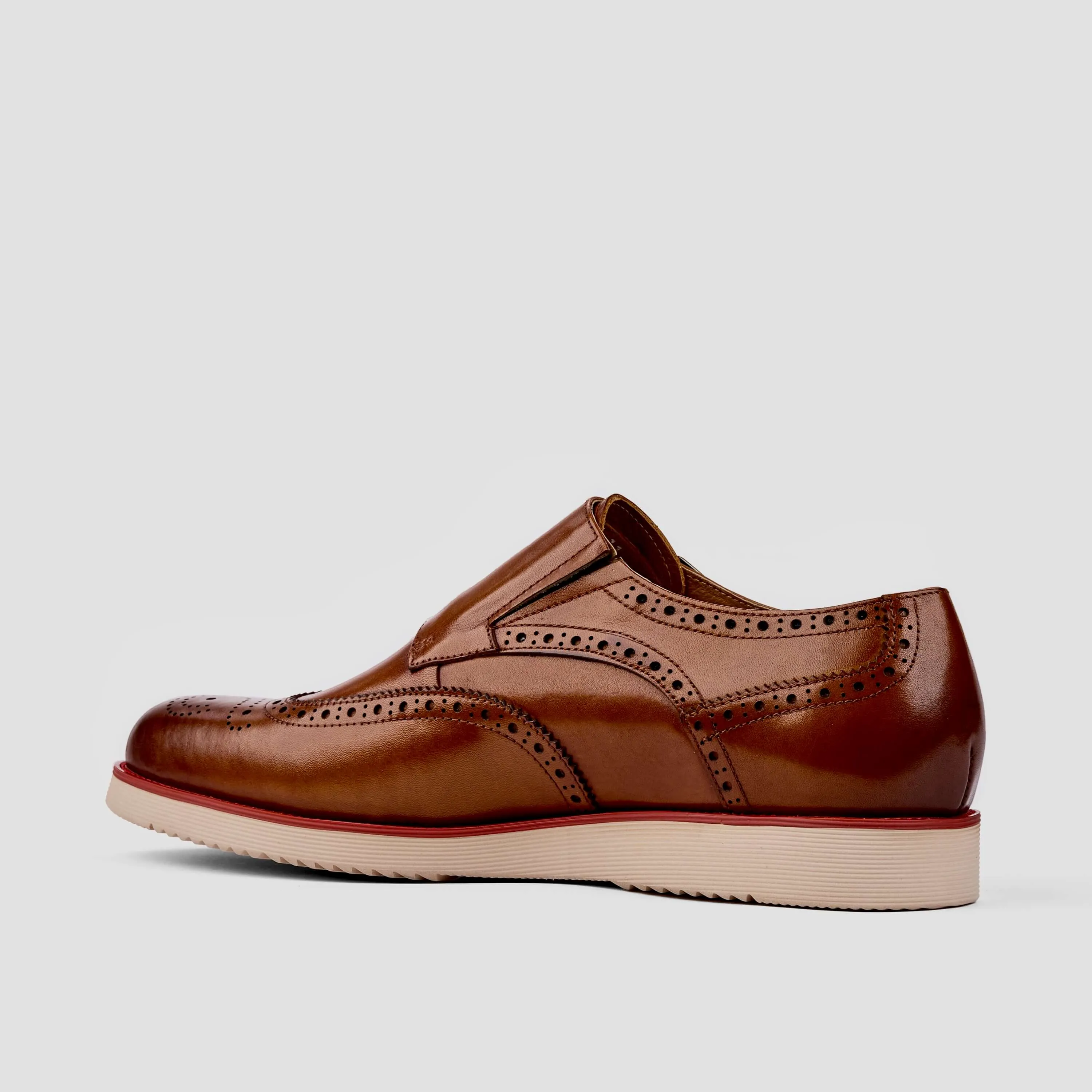 Palmer Cognac Leather Monk Strap Sneakers