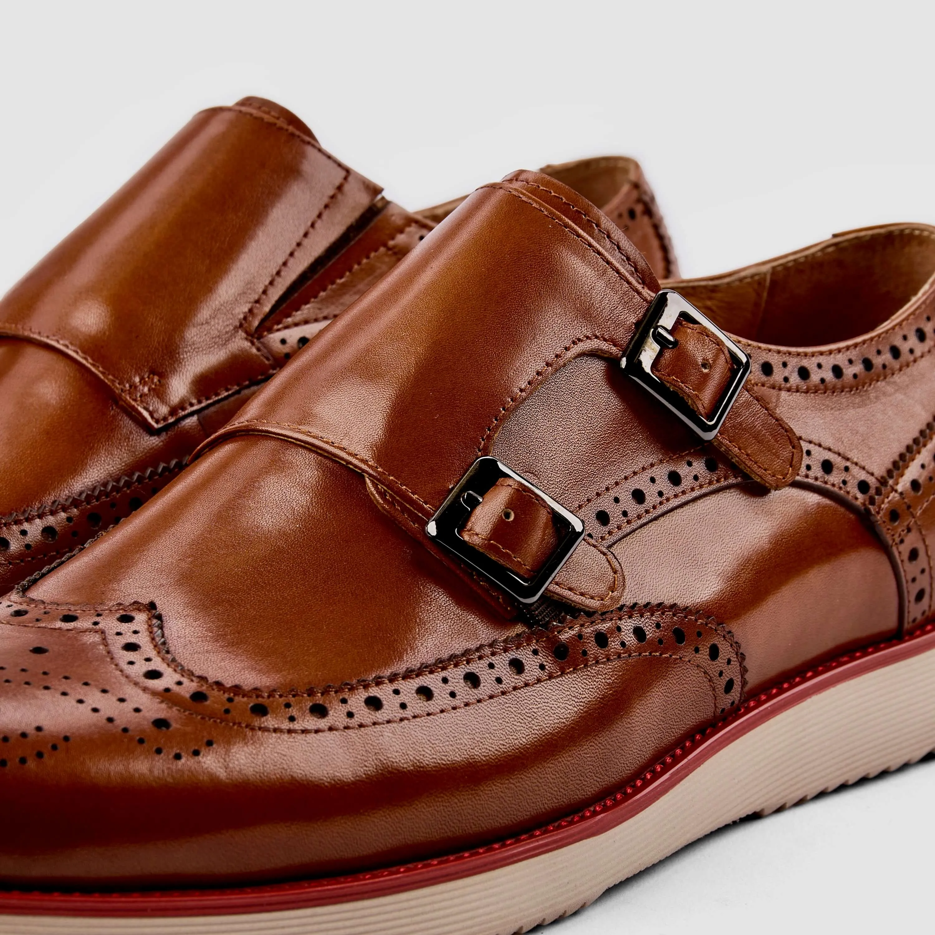 Palmer Cognac Leather Monk Strap Sneakers