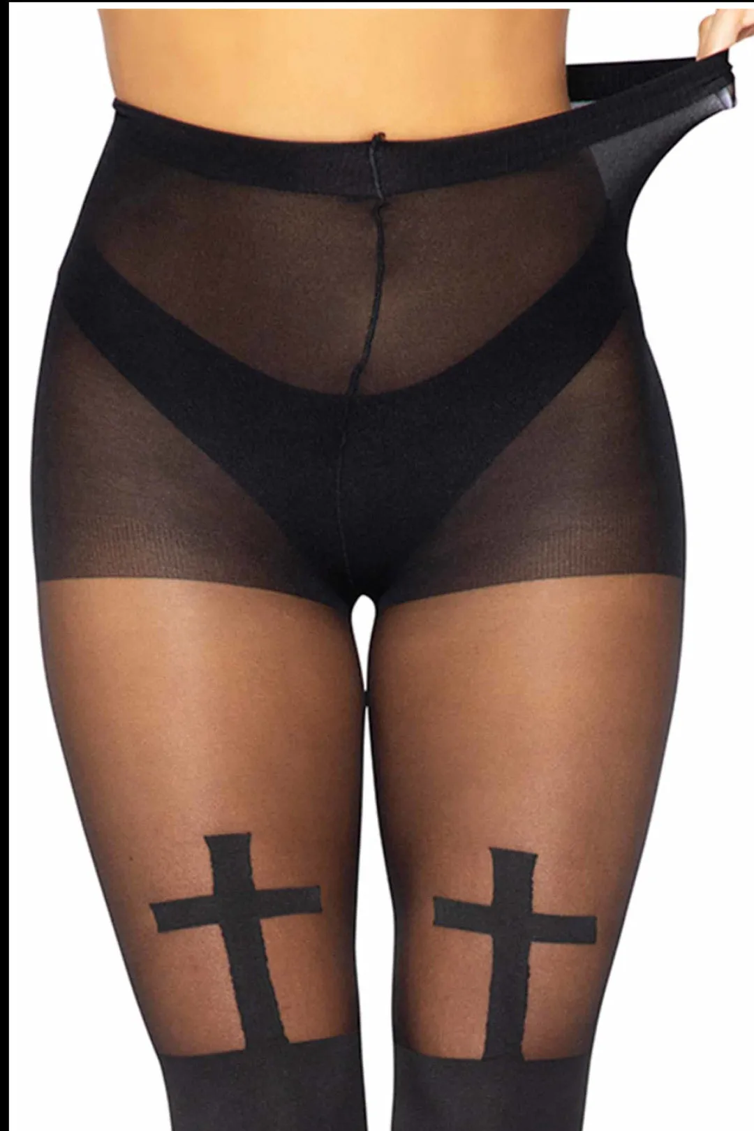 Pantyhose Bless Me Cross Opaque Black