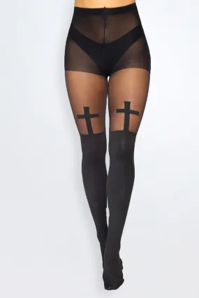 Pantyhose Bless Me Cross Opaque Black