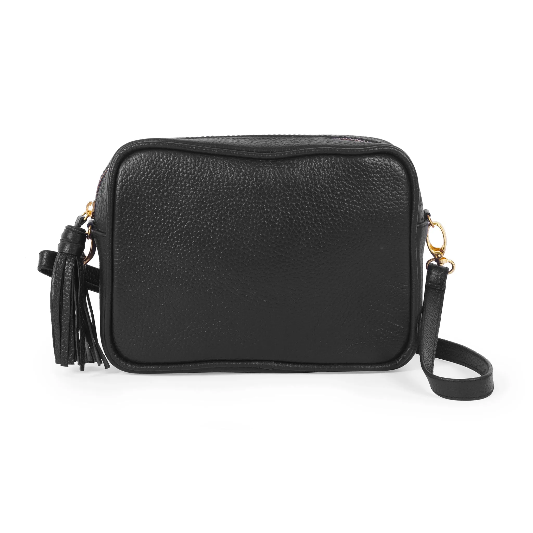 Pebbled Leather Mini Camera Bag-Black