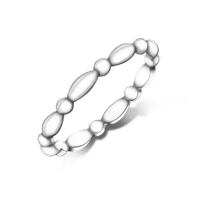 Plain Beaded Sterling Silver Stackable Rings