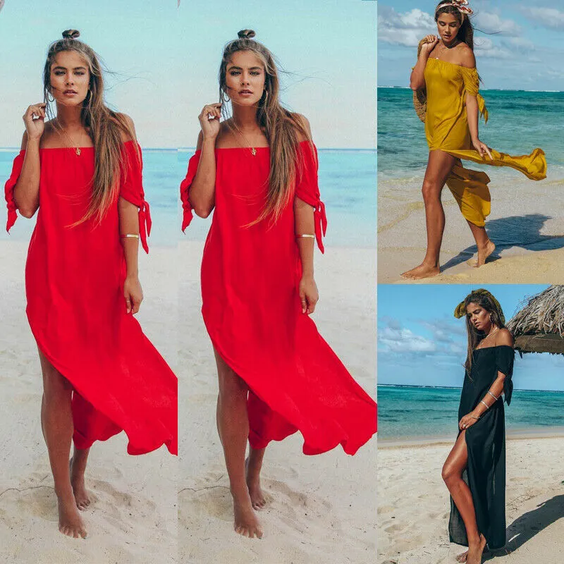 Sexy Off Shoulder Women Tunic Beach Dress