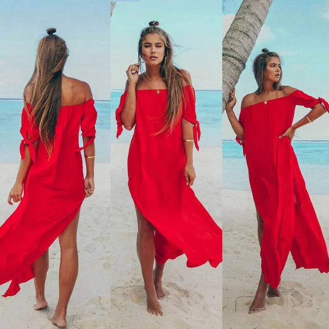 Sexy Off Shoulder Women Tunic Beach Dress