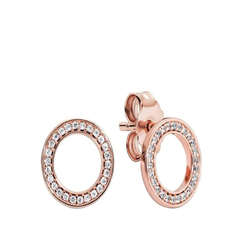 Shiny Zircon Round Hoop Earrings