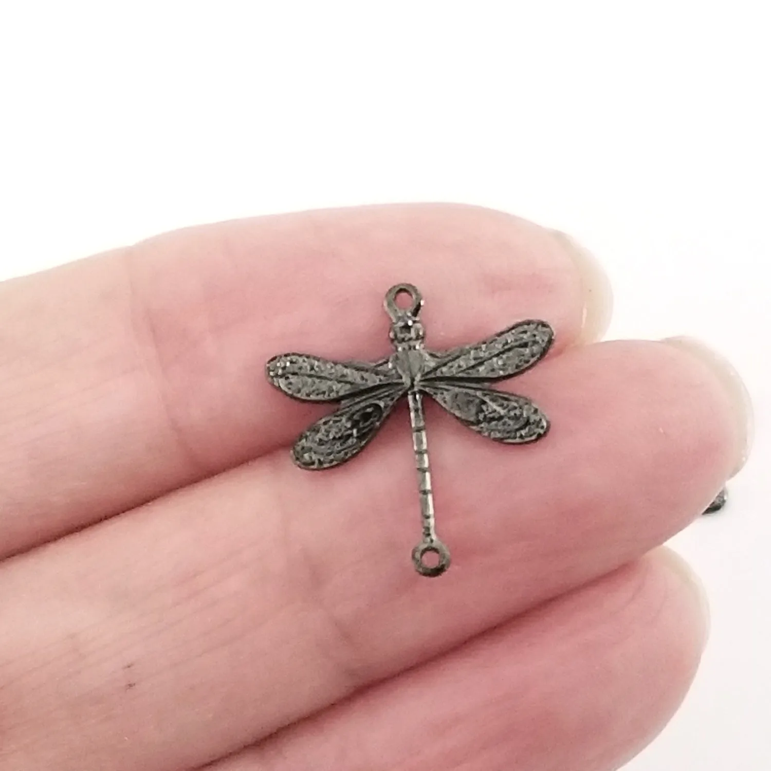 Small Black Dragonfly Pendant Connector Charm, 3 Loop, Lot Size 10, #03BL