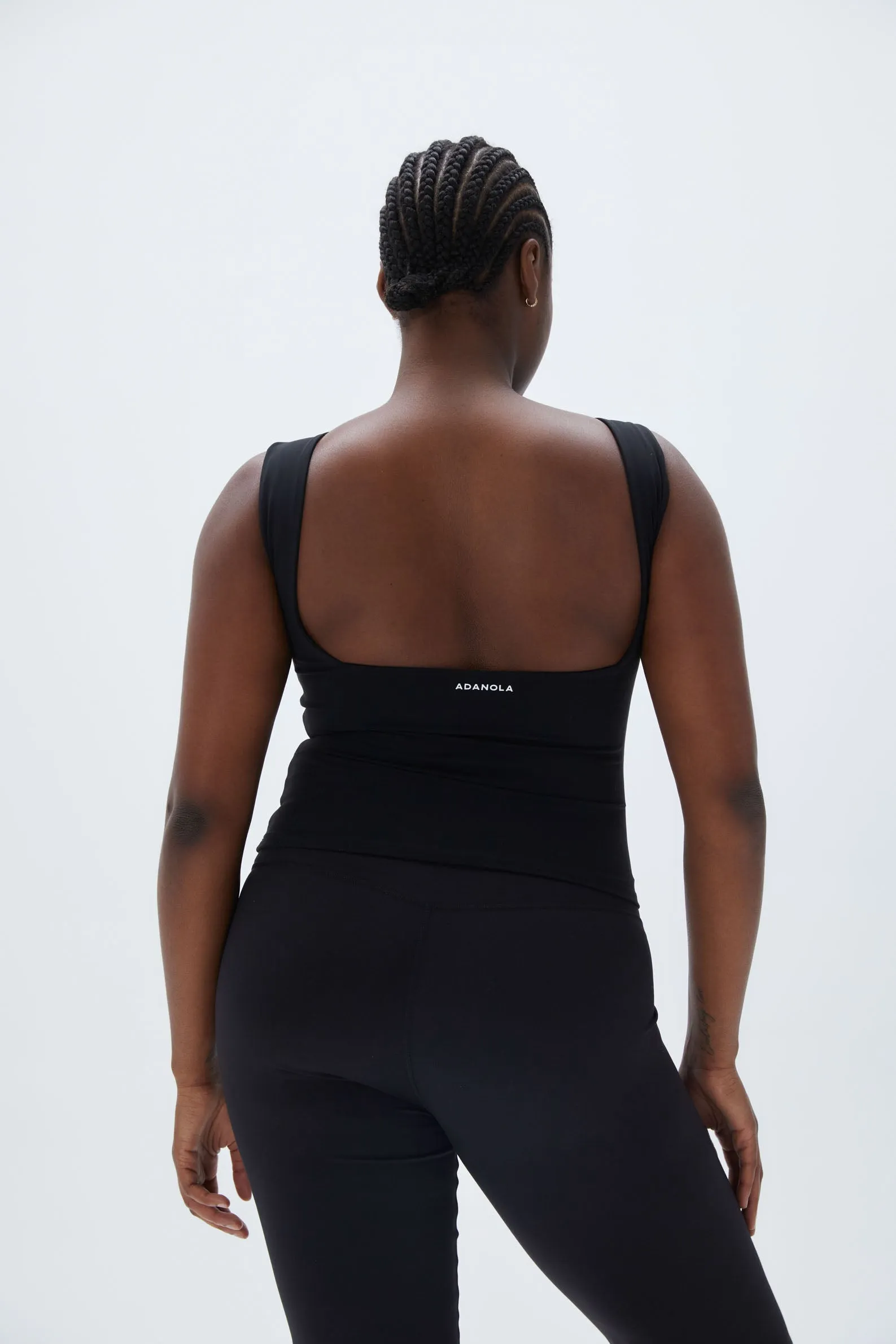 Square Neck Open Back Top - Black