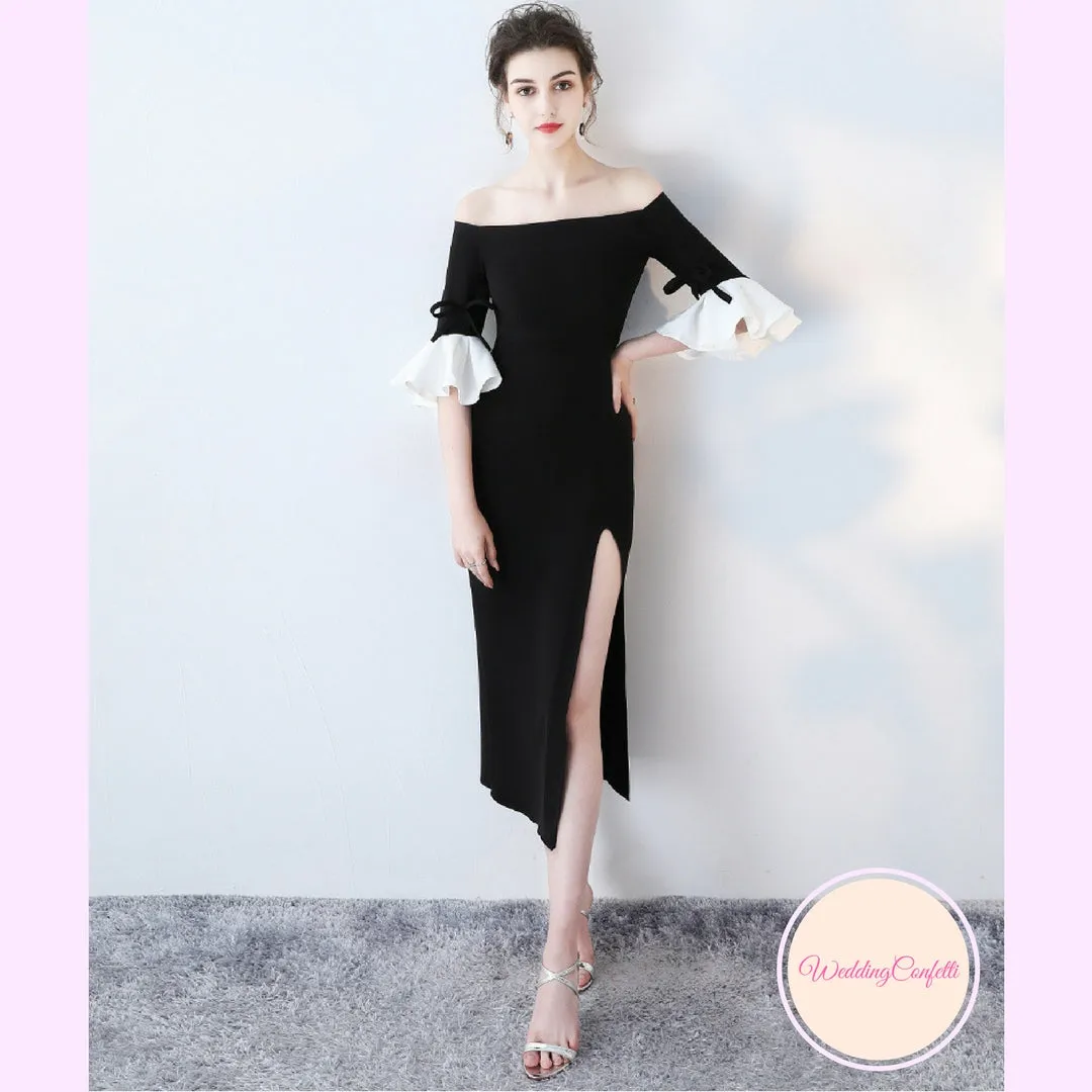 The Fayth Cocktail Black Trumpet Sleeves Dress