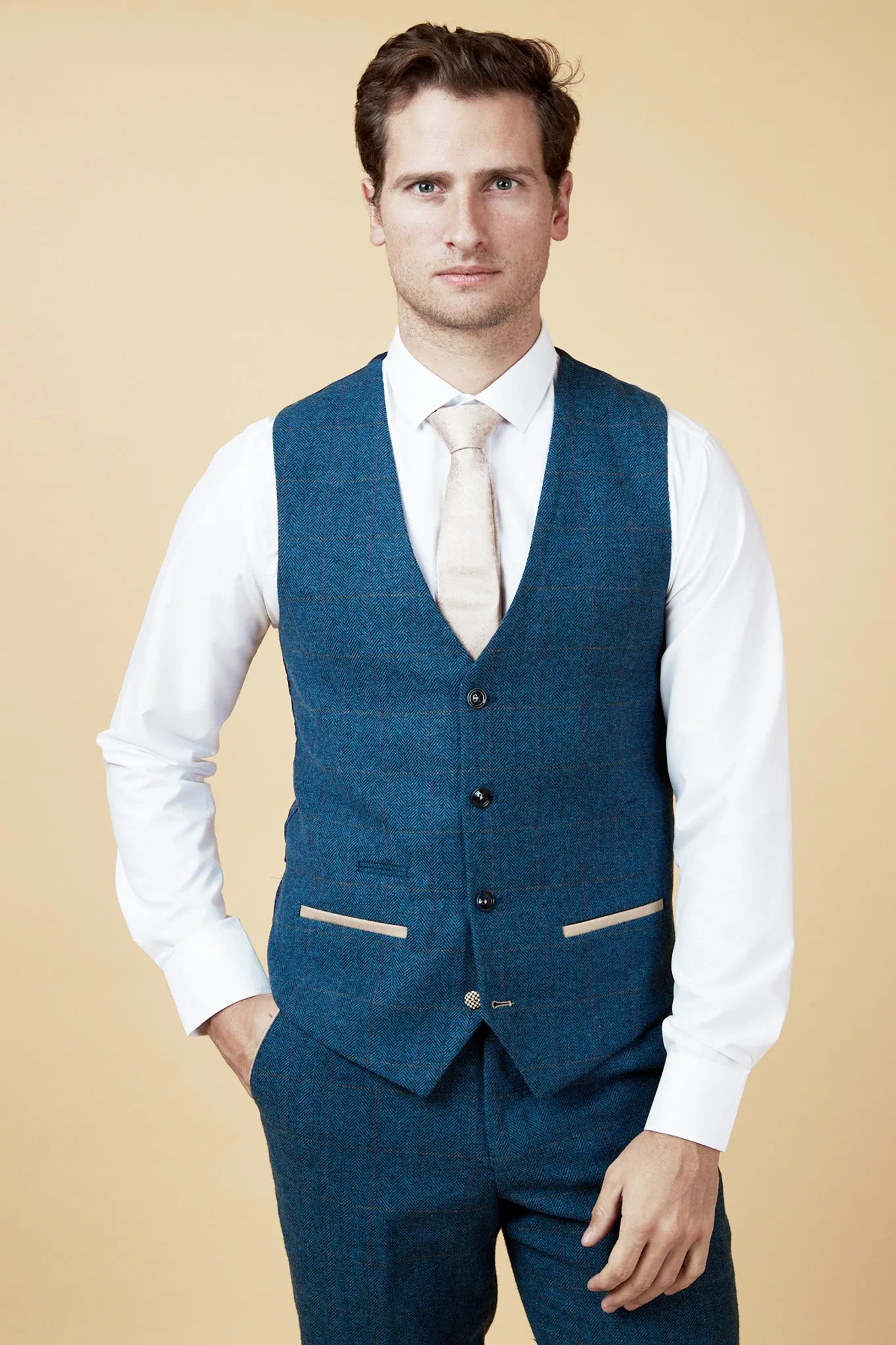 The WHU Collection - TED Tan Tweed Suit With Dion Waistcoat As Worn By Lukasz Fabianski