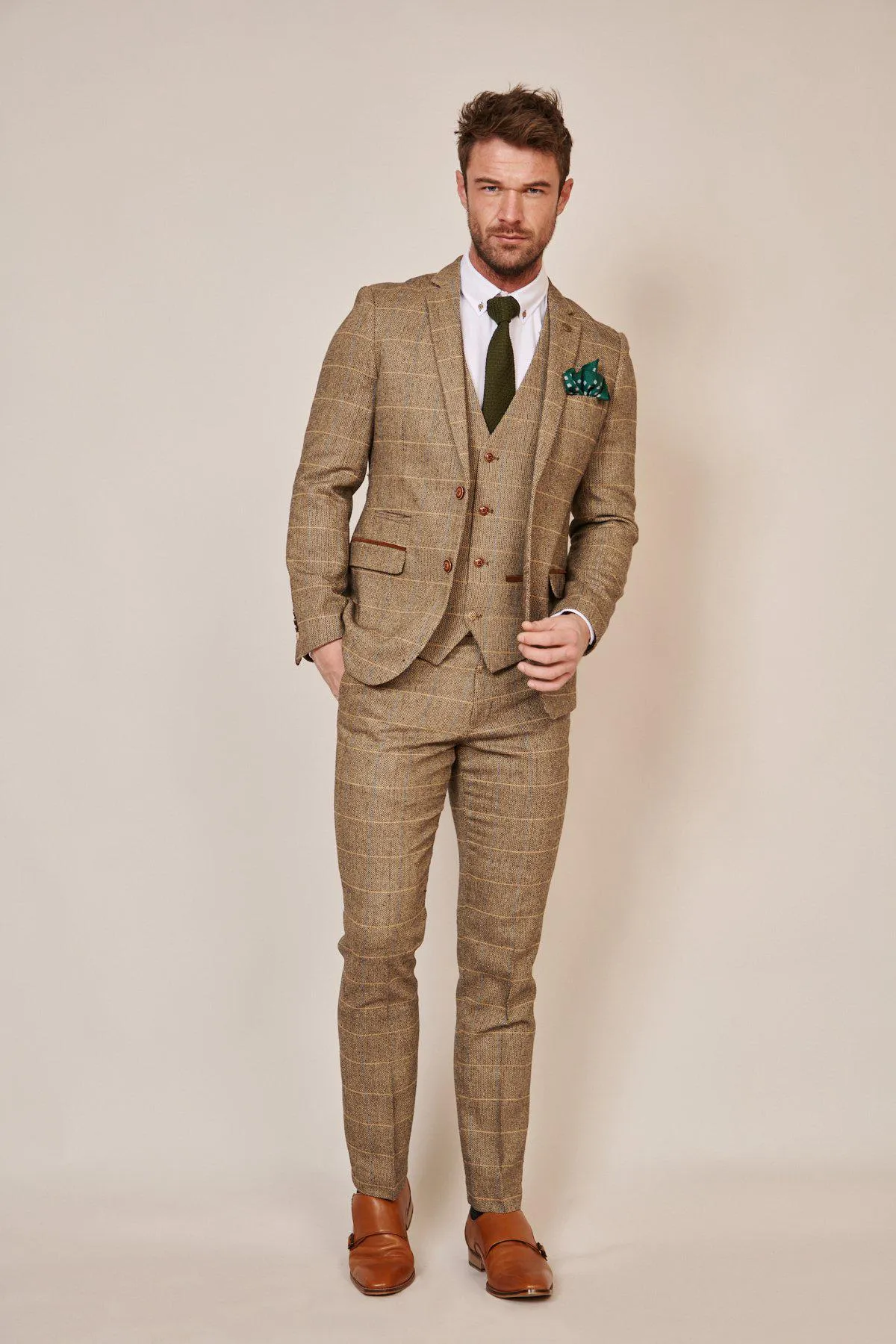 The WHU Collection - TED Tan Tweed Suit With Dion Waistcoat As Worn By Lukasz Fabianski