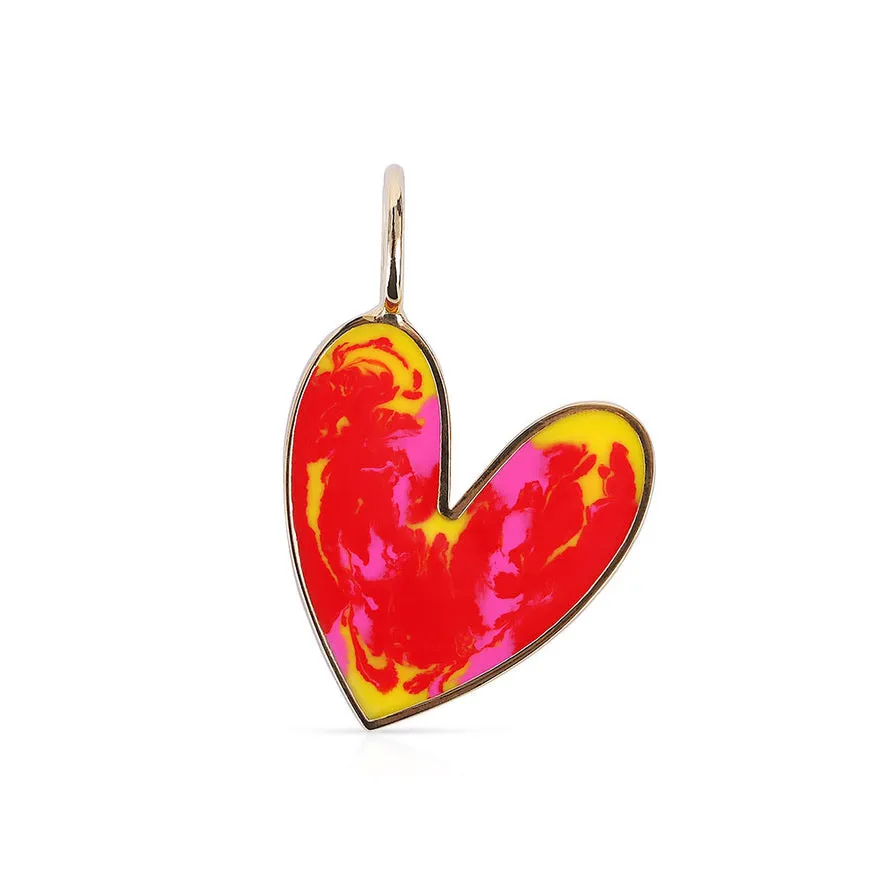 TIE DYE ENAMEL HEART CHARM