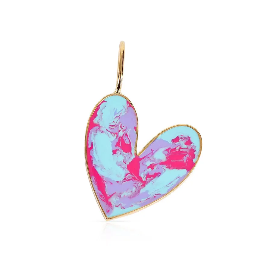 TIE DYE ENAMEL HEART CHARM