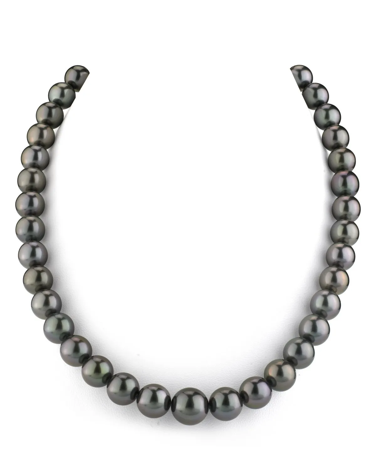 True Round Black Tahitian Pearl Necklace, 9.0-11.0mm - AAA/AAAA Quality