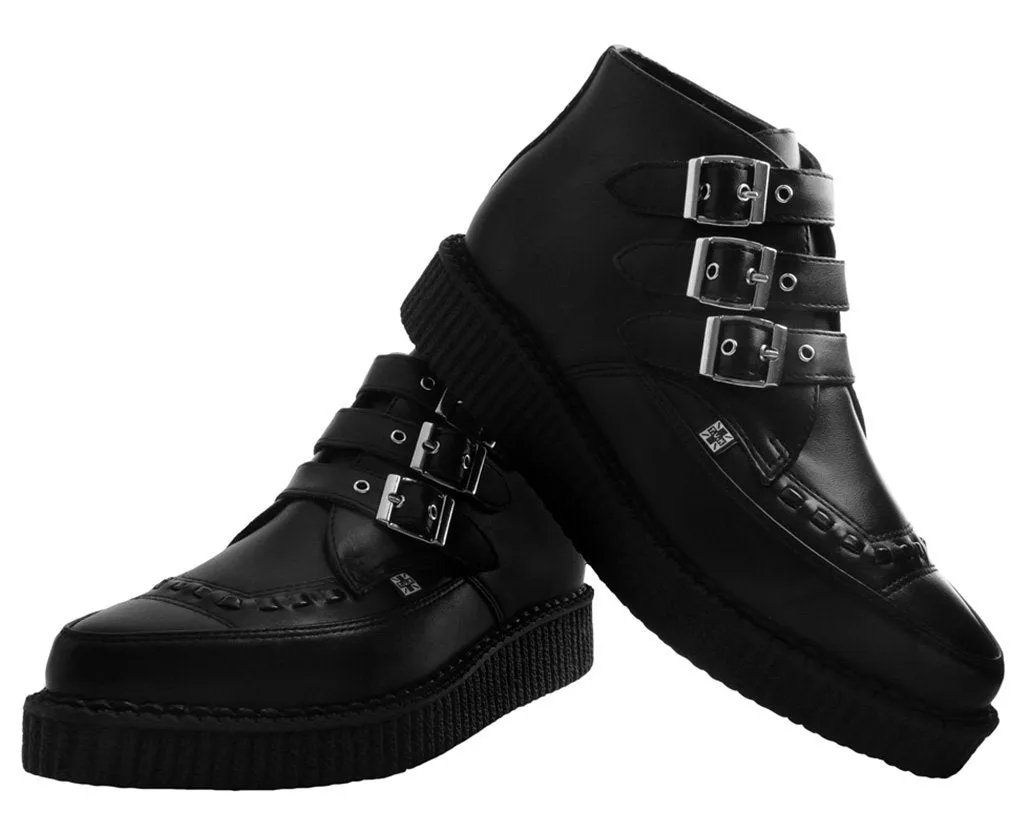 T.U.K BLACK VEGAN BUCKLE POINTED CREEPER BOOT