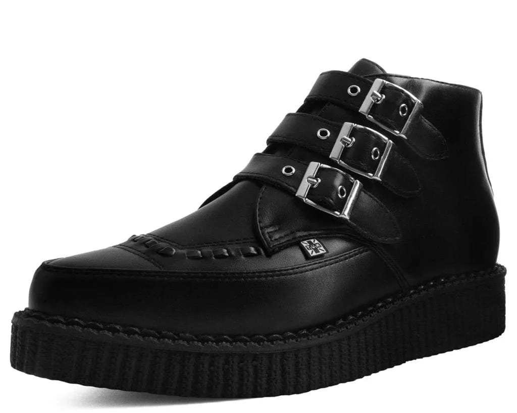 T.U.K BLACK VEGAN BUCKLE POINTED CREEPER BOOT