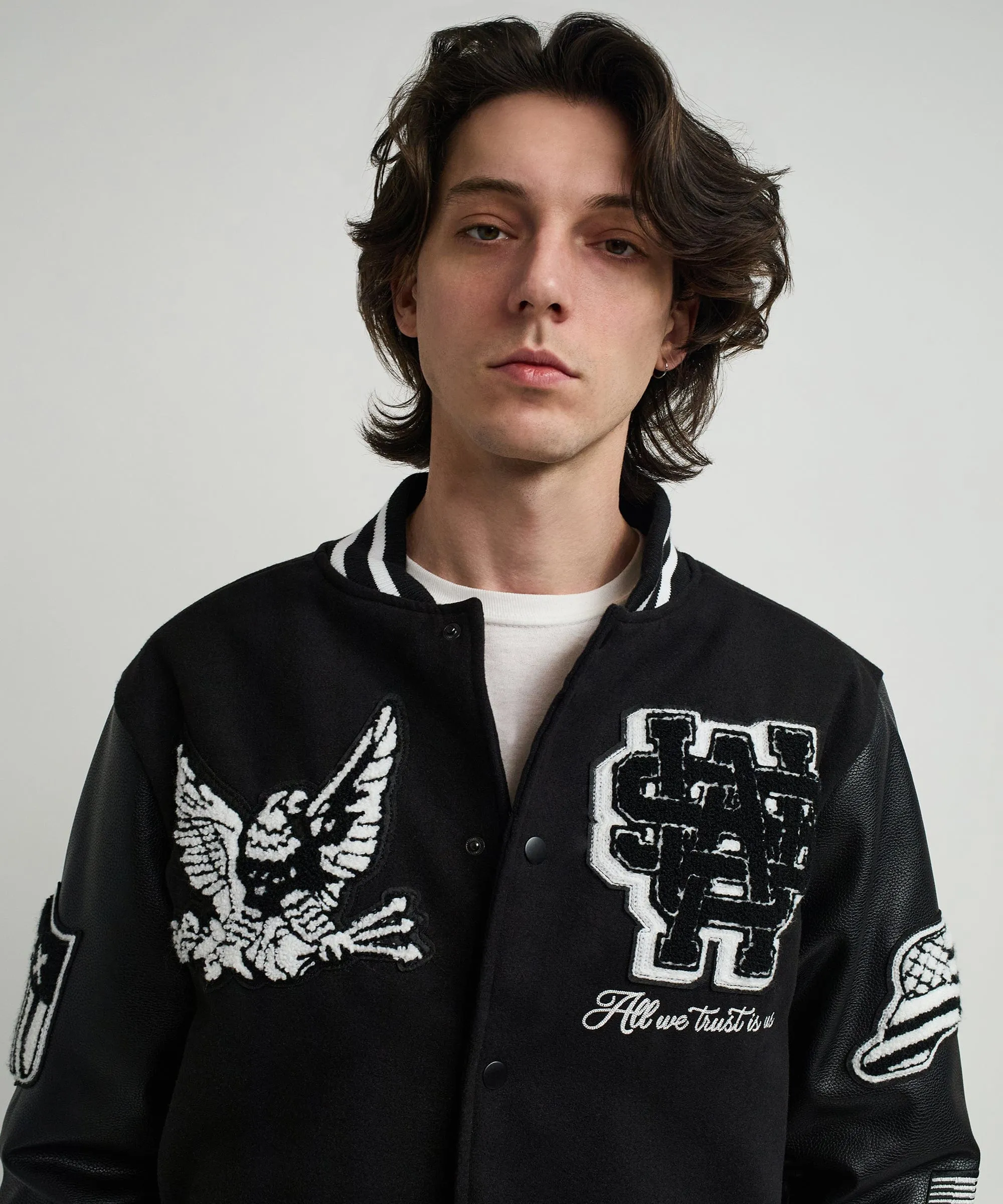 USA Wool Varsity Jacket - Black