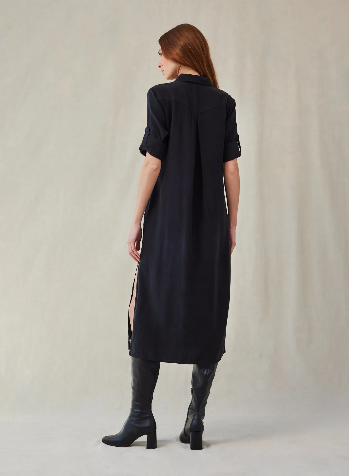 Western Yoke Duster Dress - Vintage Black