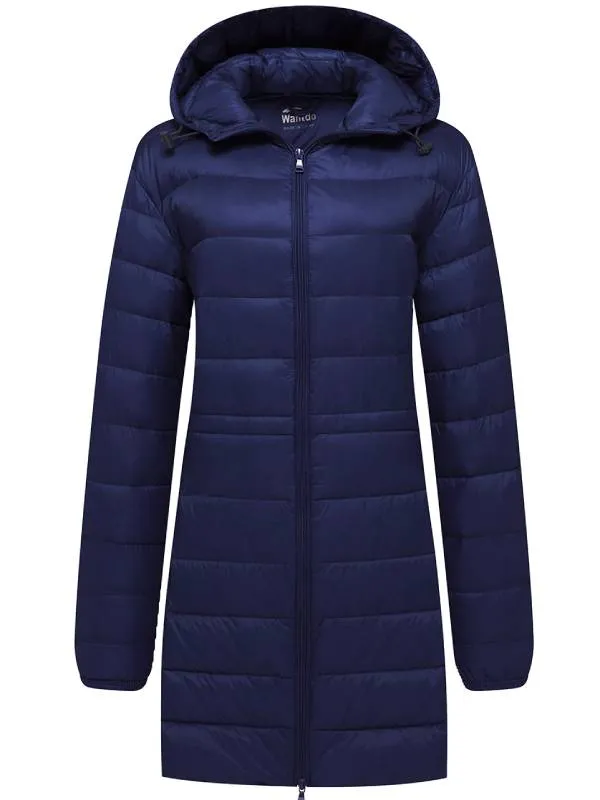 Women's Long Puffer Coat Lightweight Packable Down Jacket With Hood ThermoLite Long